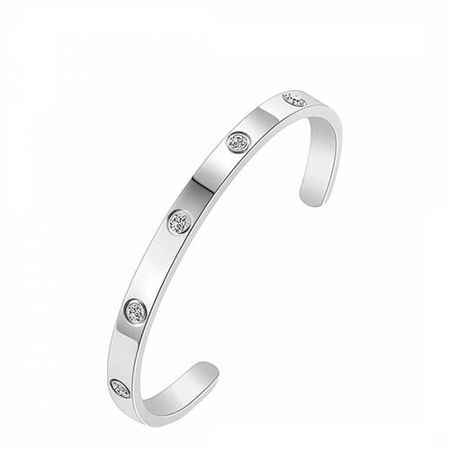 Silver Open Cuff Cz Bangle - Liv Oliver - Modalova