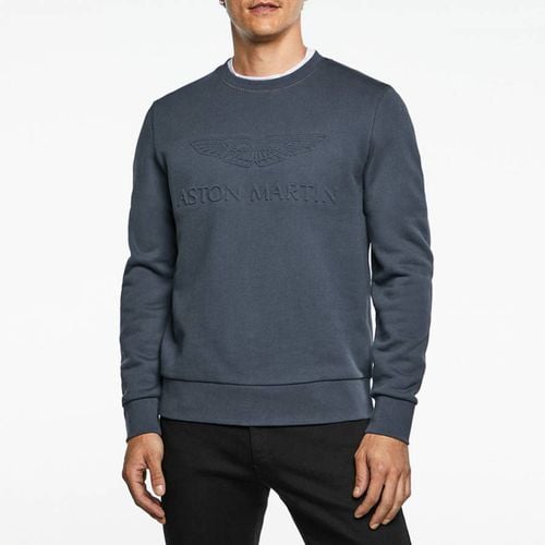 Blue Embossed Cotton Sweatshirt - Hackett London - Modalova