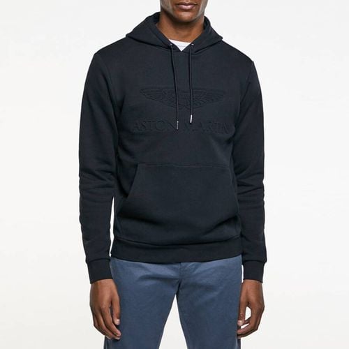 Navy AMR Embossed Cotton Hoodie - Hackett London - Modalova