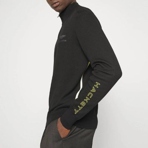 Black AMR Half Zip Cotton Jumper - Hackett London - Modalova