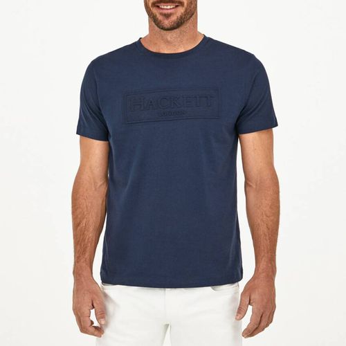 Navy Embossed Cotton T-Shirt - Hackett London - Modalova