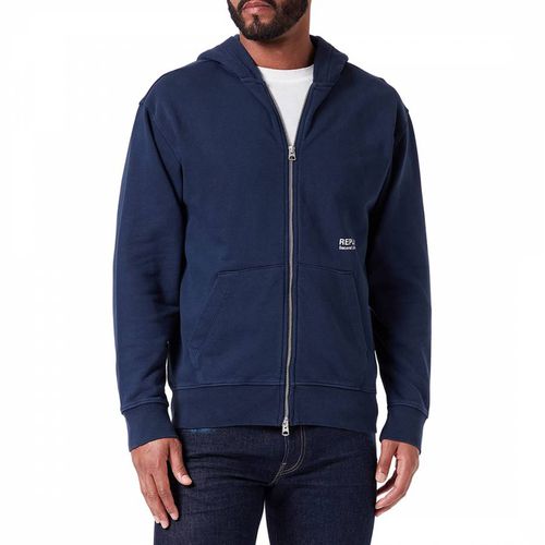 Navy Full Zip Second Life Organic Cotton Hoodie - Replay - Modalova