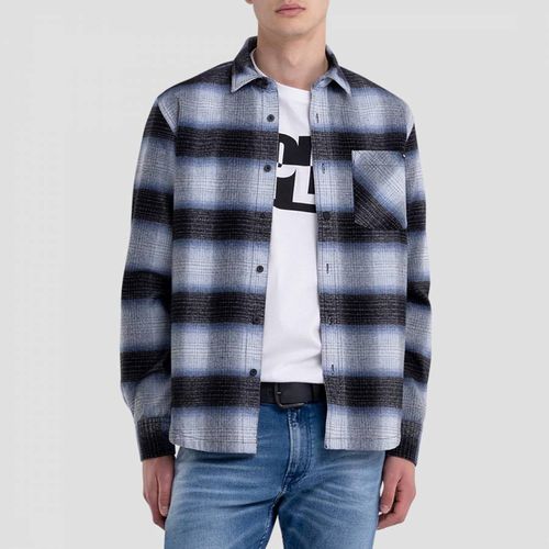 Navy Check Cotton Blend Shirt - Replay - Modalova