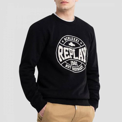 Black College Cotton Sweatshirt - Replay - Modalova