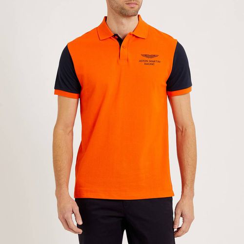Orange Colour Block AMR Cotton Polo Shirt - Hackett London - Modalova