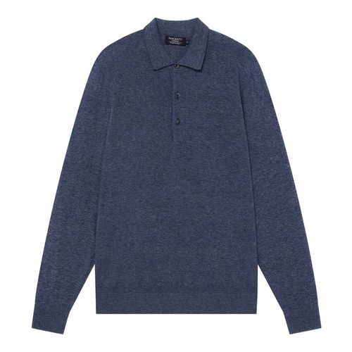 Blue Long Sleeve Cotton Polo Shirt - Hackett London - Modalova