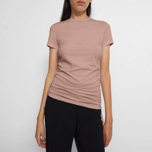 Pink Ruched Cotton Top - Theory - Modalova