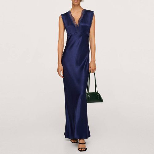 Blue Lace Detail Dress - Mango - Modalova