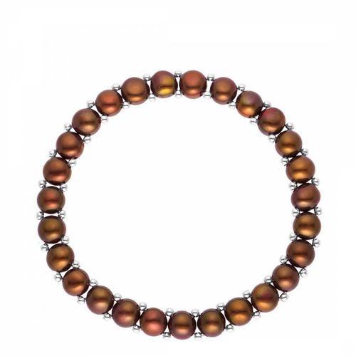 Chocolate 1 Row Real Freshwater Pearl Bracelet - Mitzuko - Modalova