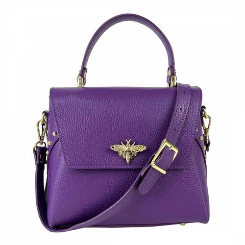 Violet Leather Bee And Metal Studs Handbag - Bella Blanco - Modalova