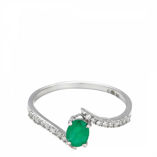 Silver/Emerald Stone Ring - Le Diamantaire - Modalova