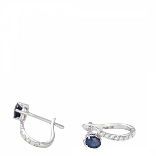 Silver/Blue Diamond Hoop Earrings - Le Diamantaire - Modalova