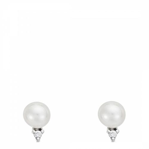 Silver Pearl Stud Earrings - MUSE - Modalova