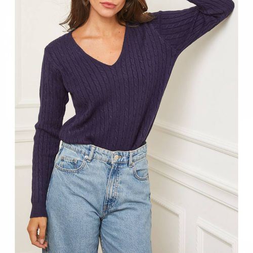 Ribbed V-Neck Cashmere Blend Jumper - SOFT CASHMERE - Modalova