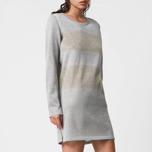 Silver Sparkle Striped Knit Dress - AllSaints - Modalova
