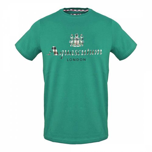 Green Check Logo Cotton T-Shirt - Aquascutum - Modalova