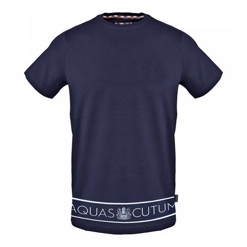 Navy Band Logo Cotton T-Shirt - Aquascutum - Modalova