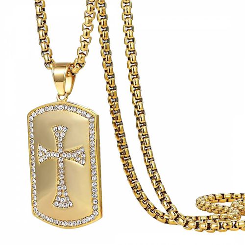 K Gold Cross Zircon Tag Necklace - Stephen Oliver - Modalova