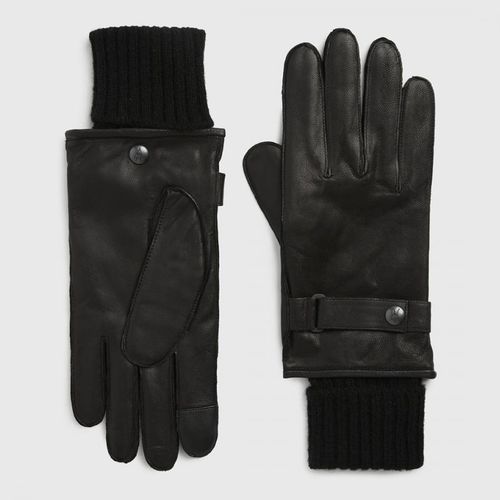 Black Yield Leather Gloves - AllSaints - Modalova