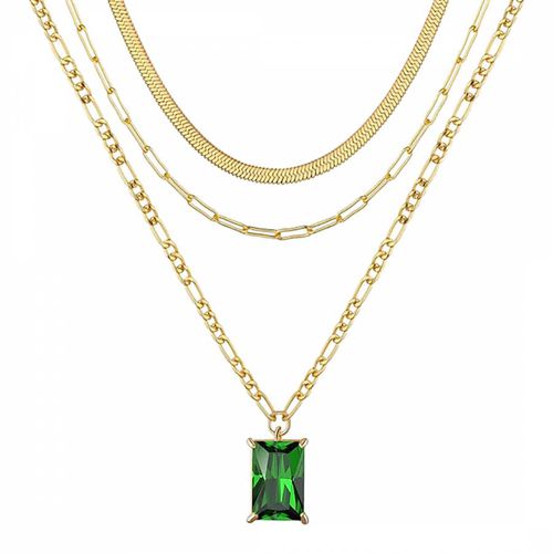 K Multi Layer Emerald Green Drop Necklace - Liv Oliver - Modalova