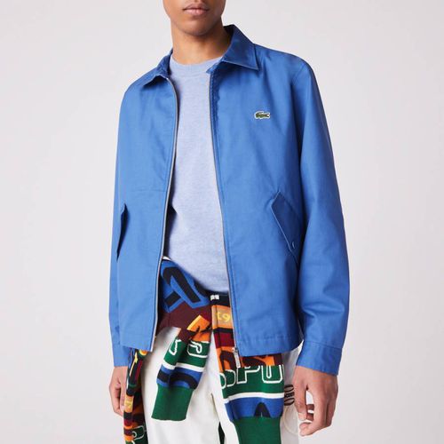 Blue Cropped Full Zip Cotton Jacket - Lacoste - Modalova