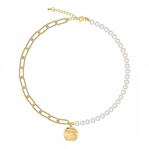 K Pearl & Chain Disc Hammer Necklace - Liv Oliver - Modalova