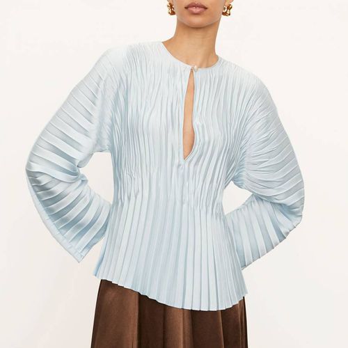 Blue Pleated V-Neck Blouse - Vince - Modalova