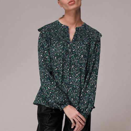 Green Printed Shirred Blouse - WHISTLES - Modalova