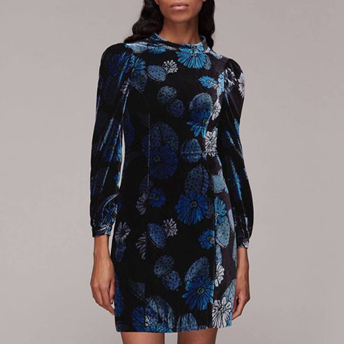 Blue Cactus Print Velvet Dress - WHISTLES - Modalova