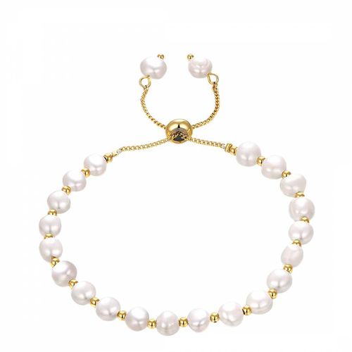 K Gold Pearl Adjustable Bracelet - Liv Oliver - Modalova
