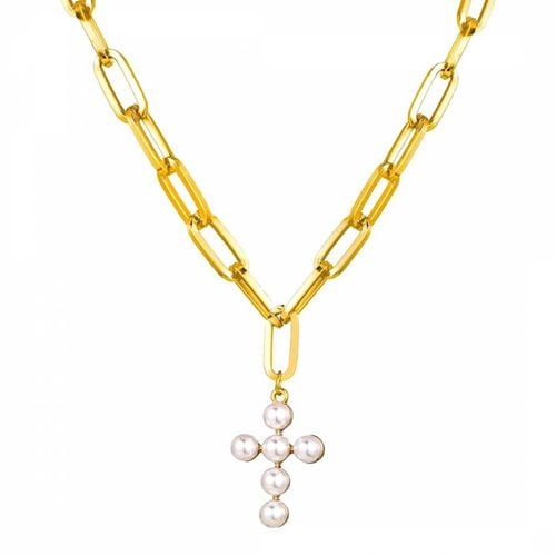 K Chain Link & Pearl Cross Necklace - Chloe Collection by Liv Oliver - Modalova