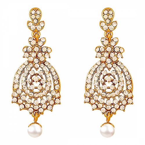 K Embellished & Pearl Chandelier Earrings - Liv Oliver - Modalova