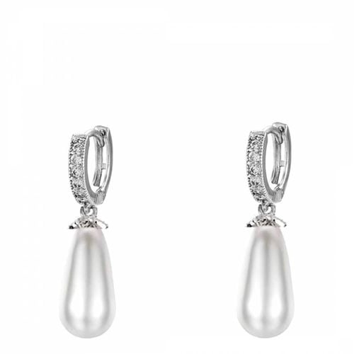 Silver & Pearl Drop Earrings - Liv Oliver - Modalova