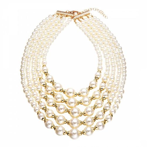 K Gold Multi Layer Pearl Necklace - Chloe Collection by Liv Oliver - Modalova