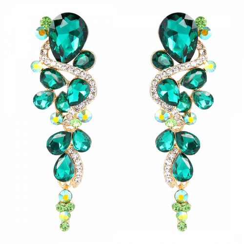 K Gold Green Chandelier Earrings - Liv Oliver - Modalova