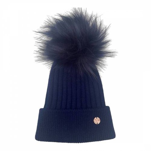 Adult Navy Cashmere Blend Single Pom Pom Hat - Look Like Cool - Modalova