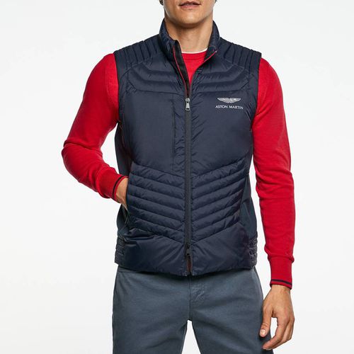 Navy High Neck Gilet - Hackett London - Modalova