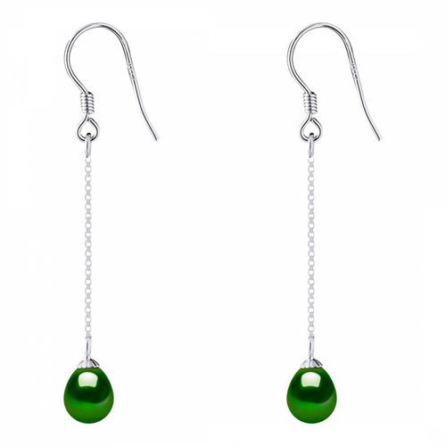 Silver/Malachite Green Real Cultured Freshwater Pearl Duo Earrings - Atelier Pearls - Modalova