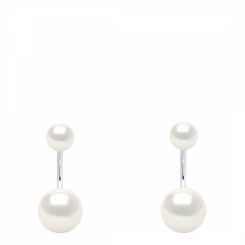 Silver/Natural Real Cultured Freshwater Pearl Duo Earrings - Atelier Pearls - Modalova