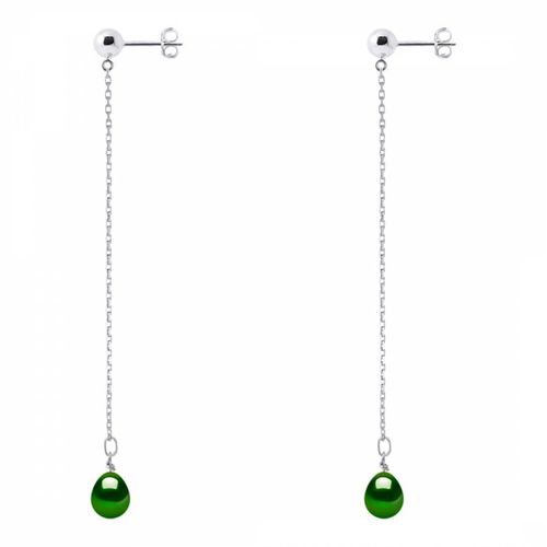 Silver/Malachite Freshwater Pearl Earrings - Atelier Pearls - Modalova