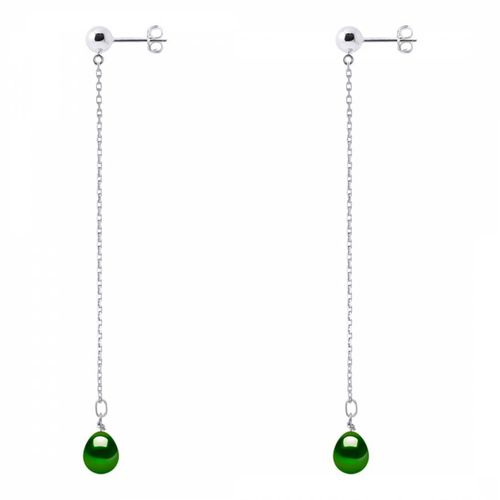 Silver/Malachite Green Freshwater Pearl Earrings - Atelier Pearls - Modalova