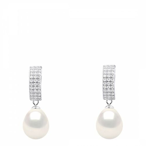 Natural White Zirconia Real Cultured Freshwater Pearl Earrings - Atelier Pearls - Modalova