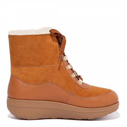 Tan Shearling Lined Laced Ankle Boots - FitFlop - Modalova