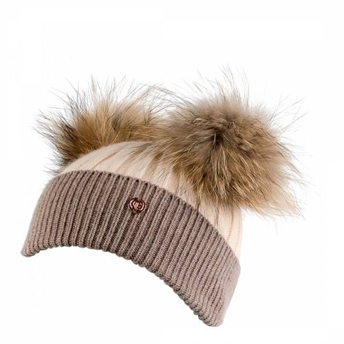 Adult And Biscuit Cashmere Blend Double Pom Pom Beanie - Look Like Cool - Modalova