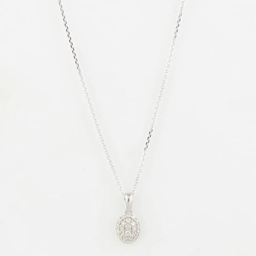 Silver Diamond Circle Pendant Necklace - Diamond And Co - Modalova