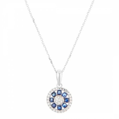 Silver/Blue Sapphire Stone Pendant Necklace - Diamond And Co - Modalova