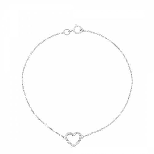 Silver Diamond Heart Pendant Bracelet - Diamond And Co - Modalova