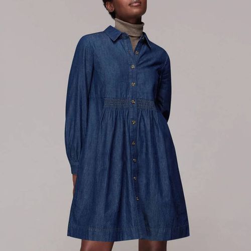 Dark Denim Chambray Mini Dress - WHISTLES - Modalova