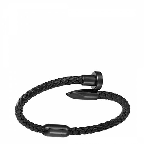 Black Plated Leather Nail Bracelet - Stephen Oliver - Modalova