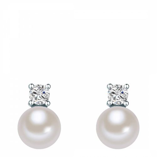 Sterling /White Zirconia Pearl Stud Earrings - Lindenhoff - Modalova